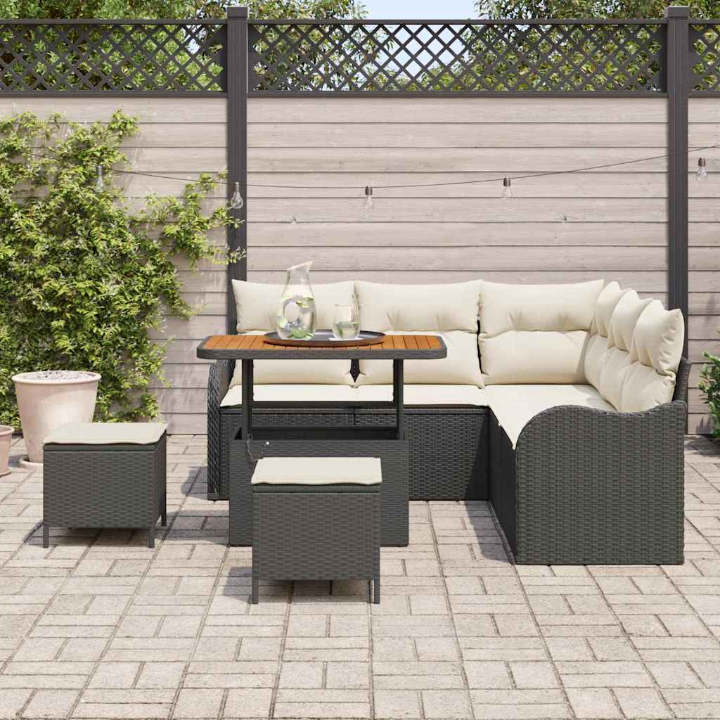 Gartensofa-set 8 stk. Schwarz Poly-Rattan