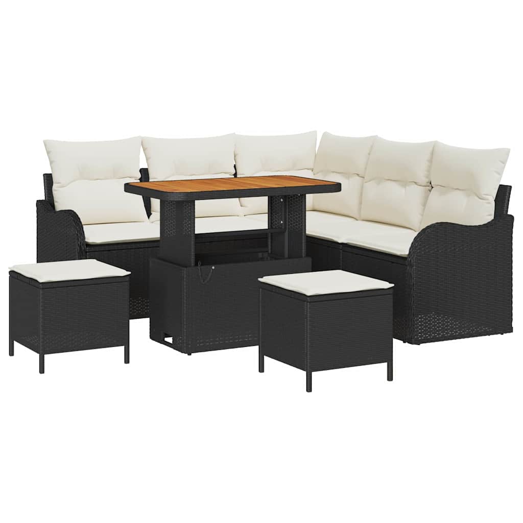 Gartensofa-set 8 stk. Schwarz Poly-Rattan