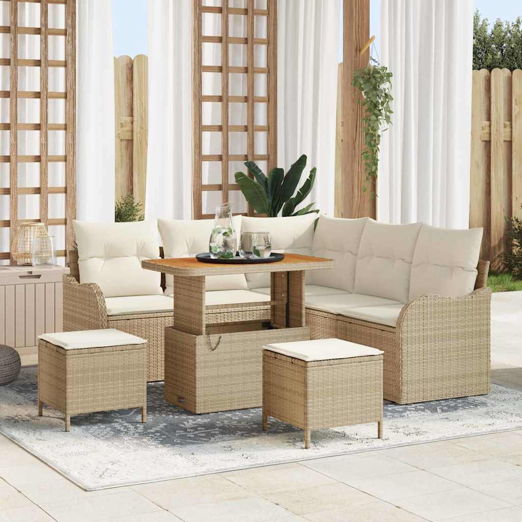 Gartensofa-set 8 stk. Beige Poly-Rattan