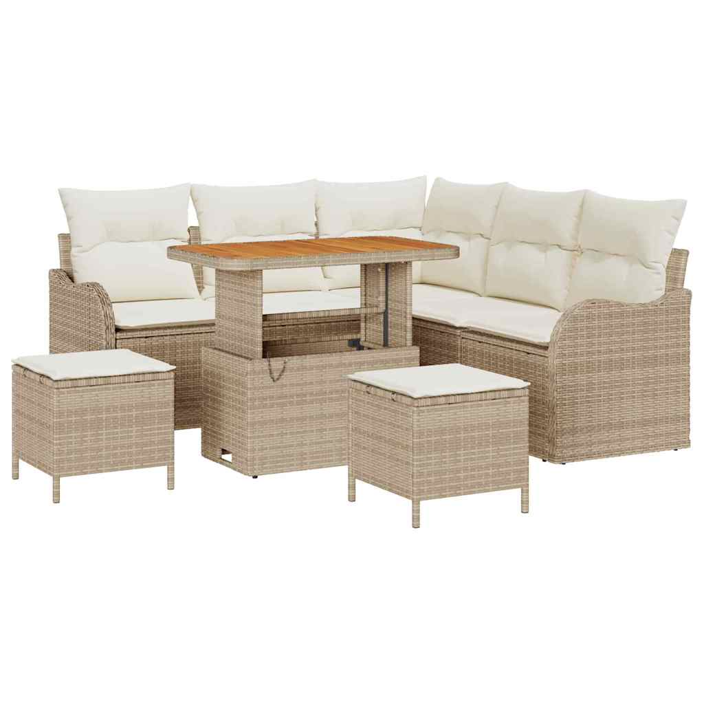 Gartensofa-set 8 stk. Beige Poly-Rattan