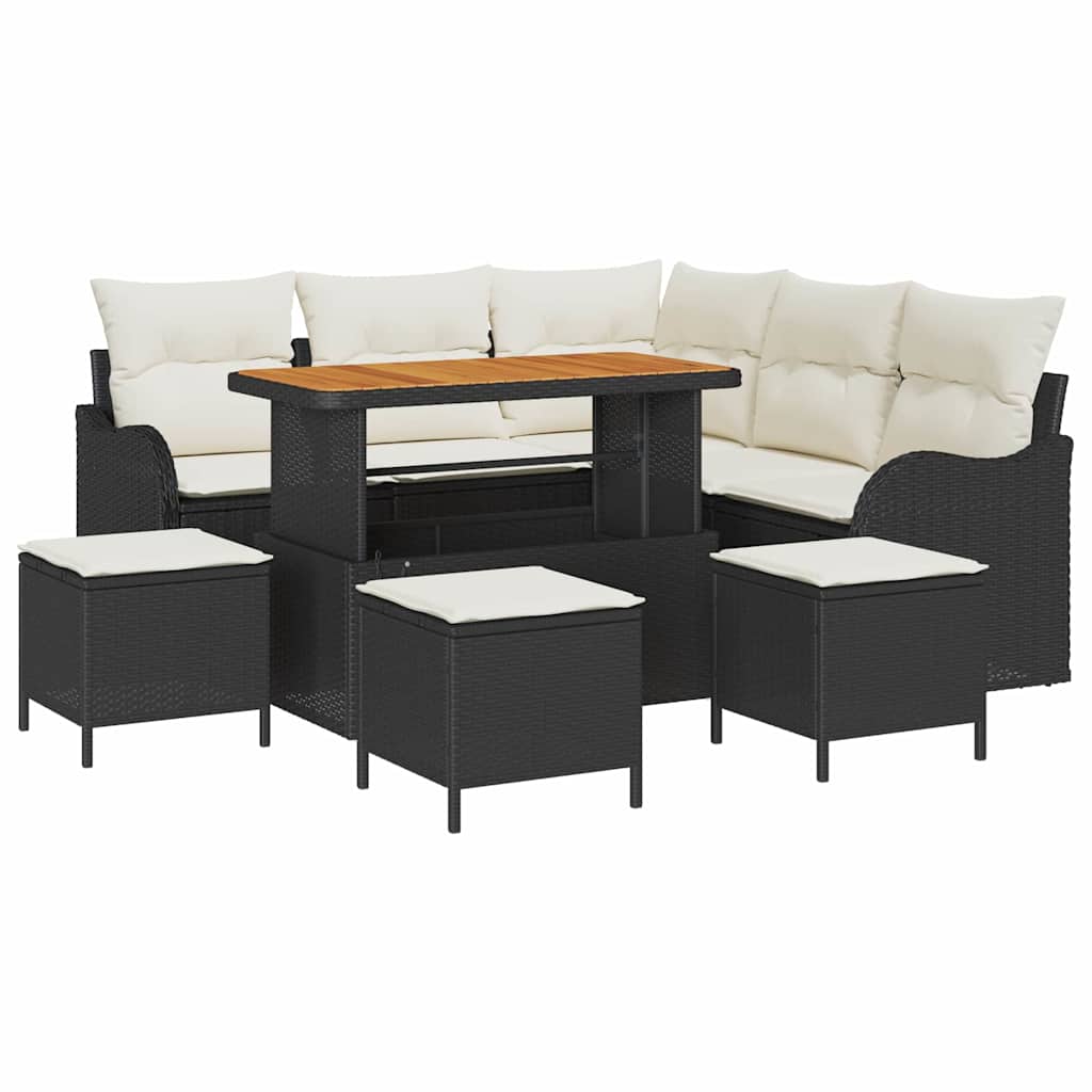Gartensofa-set 9 stk. Schwarz Poly-Rattan
