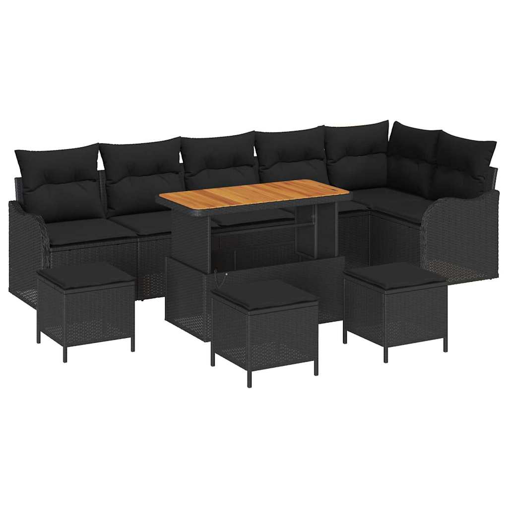 Gartensofa-set 10 stk. Schwarz Poly-Rattan