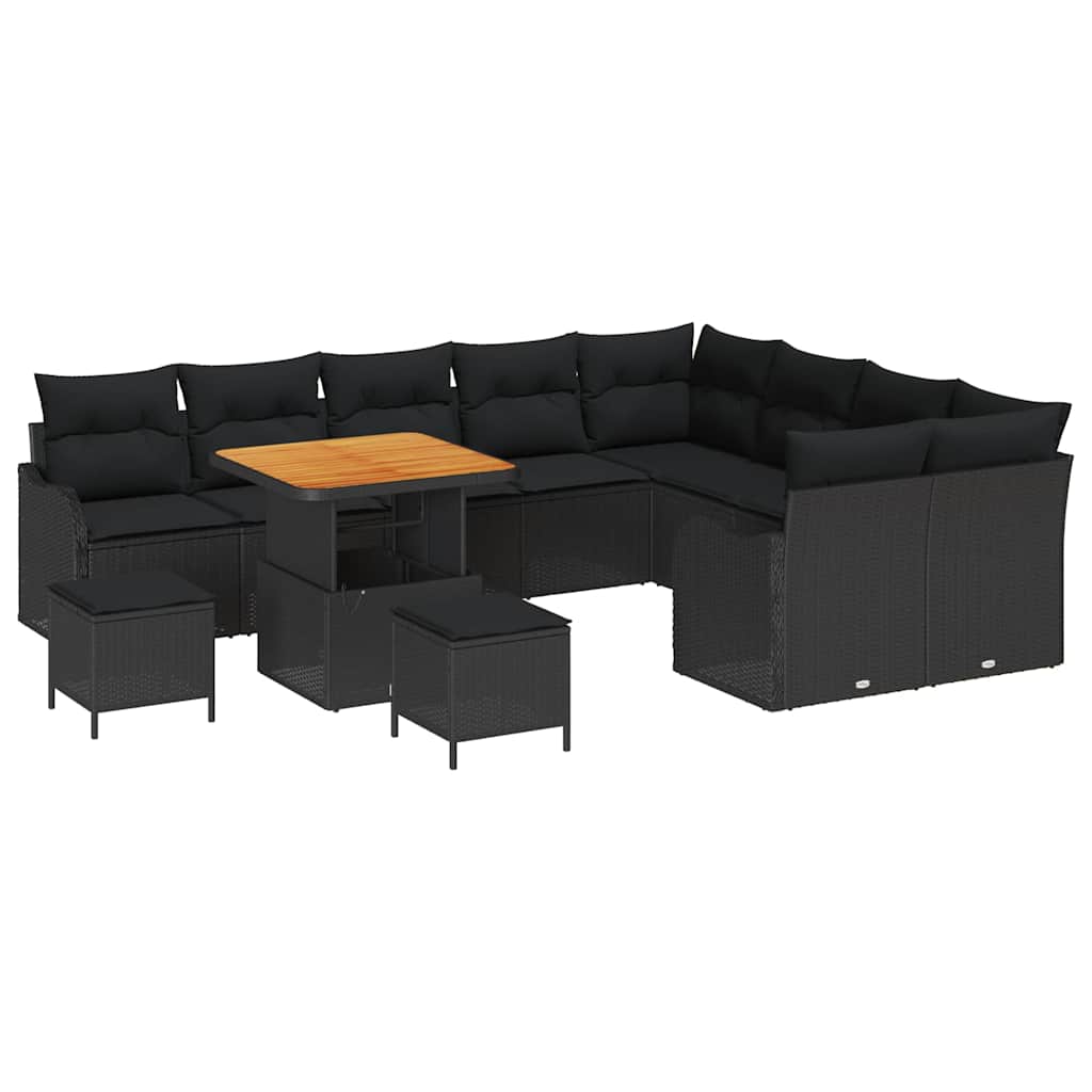 Gartensofa-set 12 stk. Schwarz Poly-Rattan