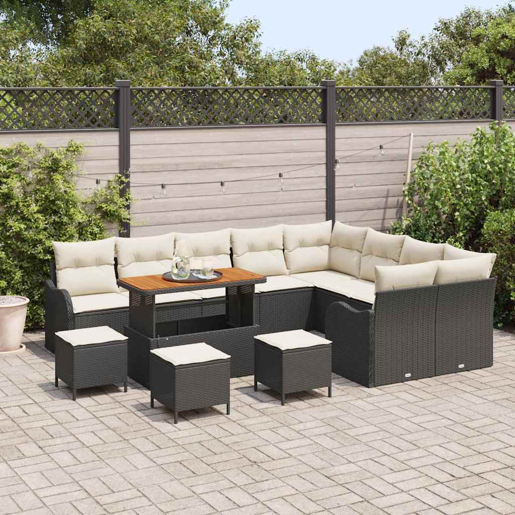Gartensofa-set 13 stk. Schwarz Poly-Rattan