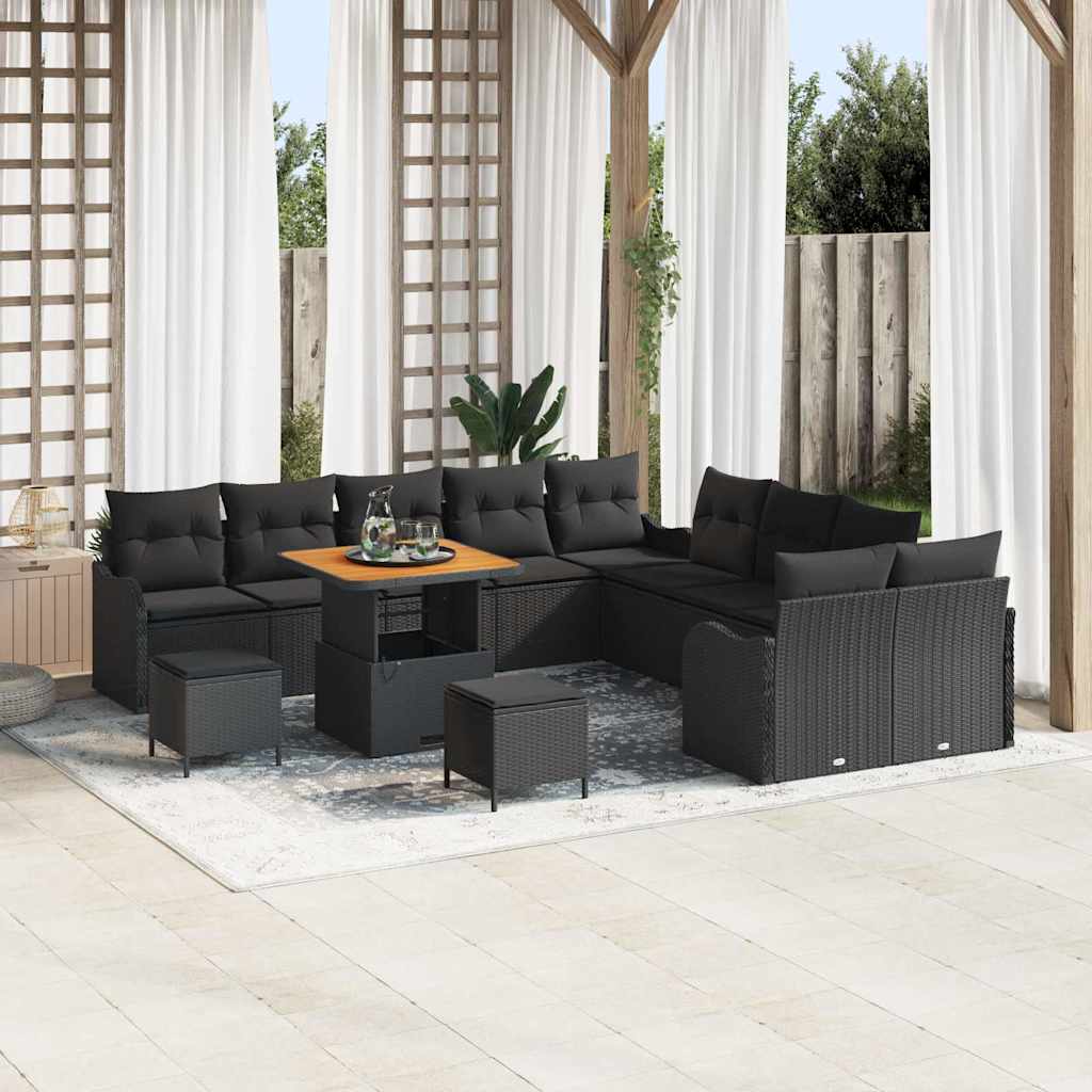 Garten-Sofa-Set 13 stk. Schwarz Poly-Rattan