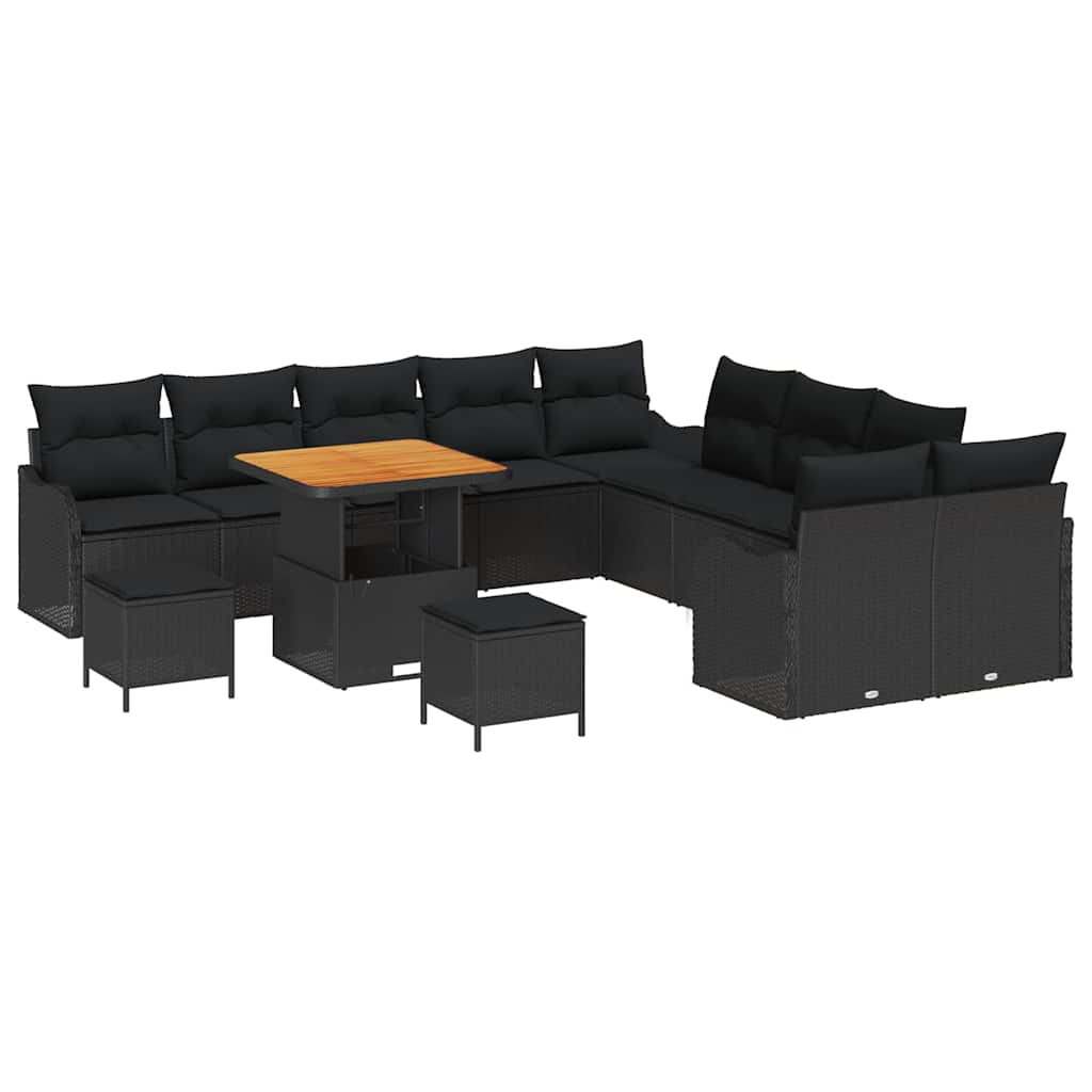 Garten-Sofa-Set 13 stk. Schwarz Poly-Rattan