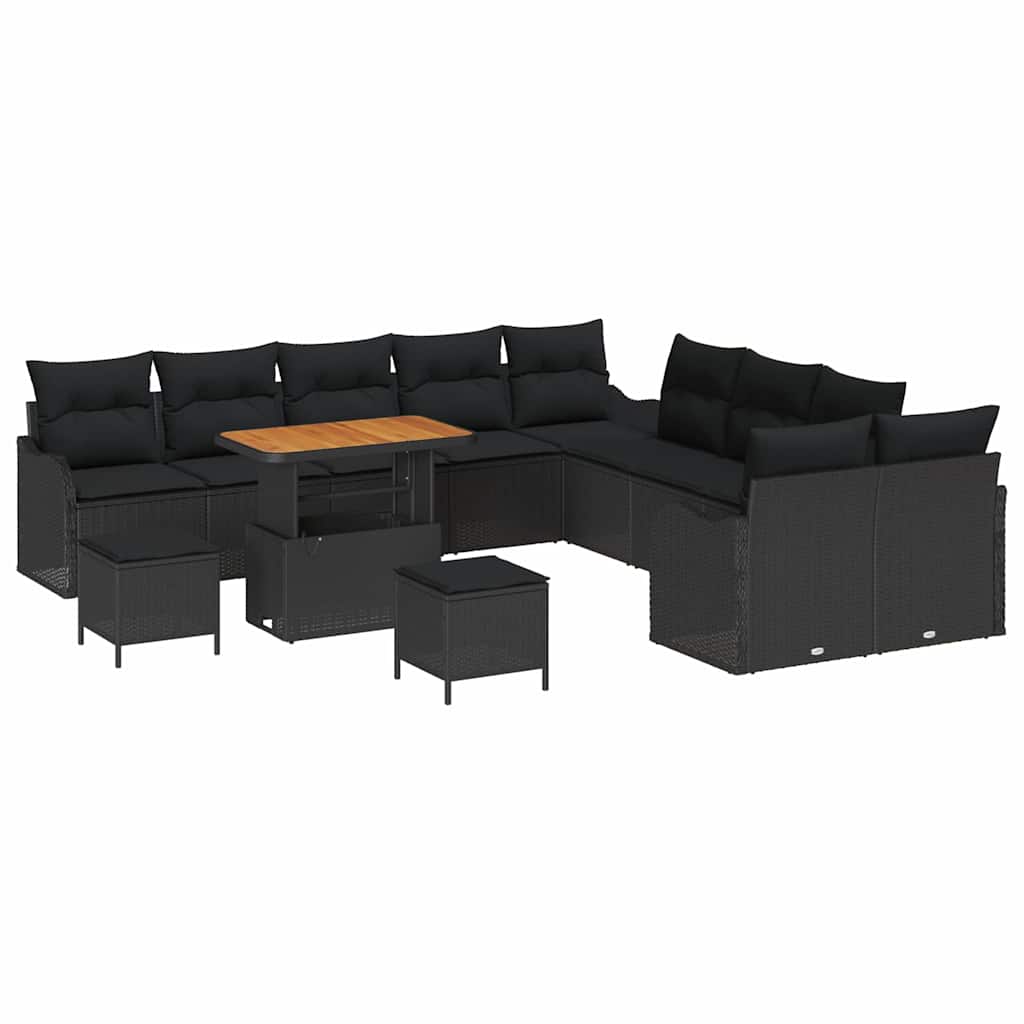 Garten-Sofa-Set 13 Stk. Schwarz Poly-Rattan