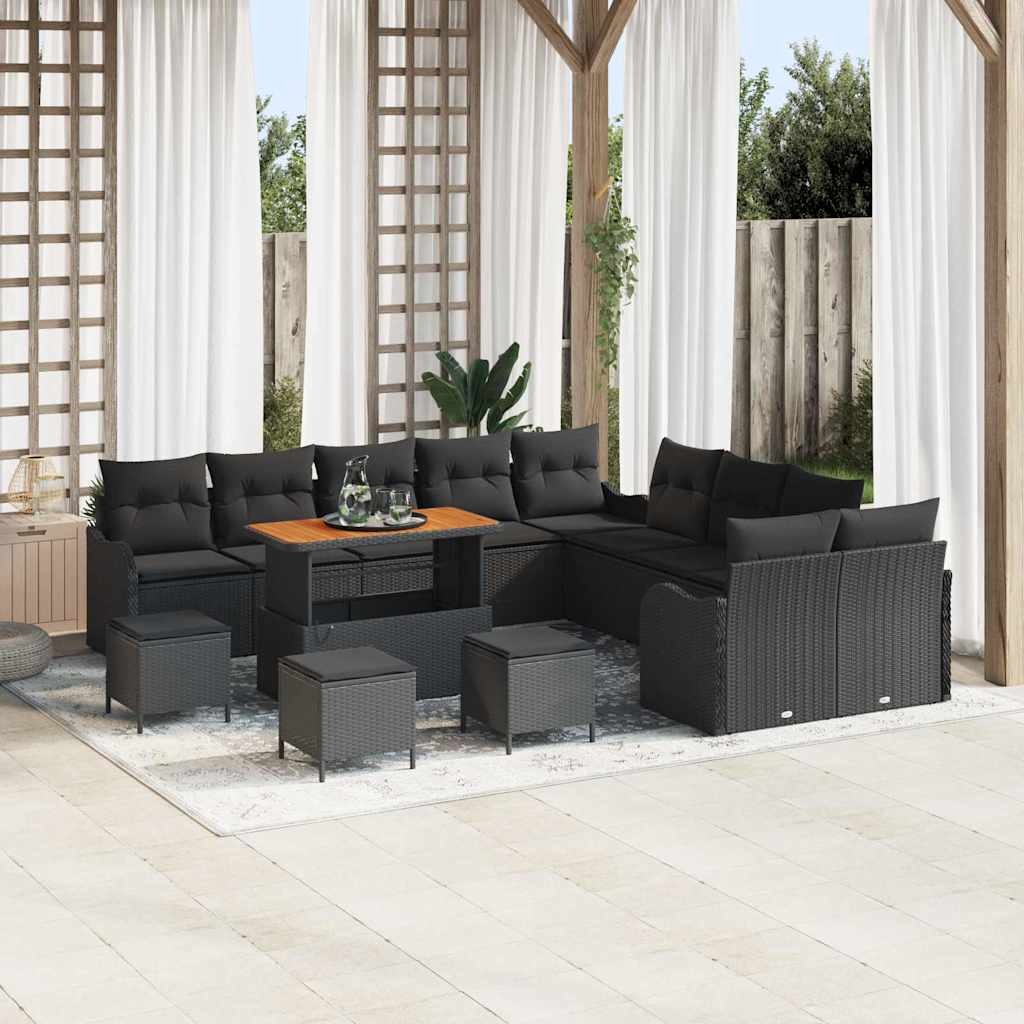 Garten-Sofa-Set 14 stk. Schwarz Poly-Rattan