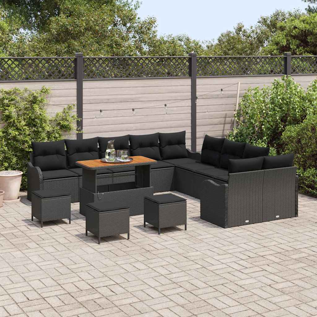 Garten-Sofa-Set 14 stk. Schwarz Poly-Rattan