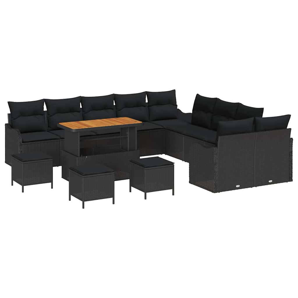 Garten-Sofa-Set 14 stk. Schwarz Poly-Rattan