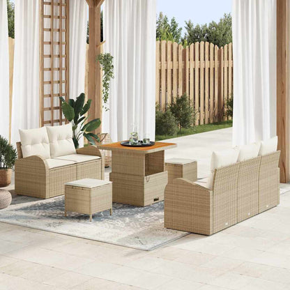 Gartensofa-set 8 stk. Beige Poly-Rattan