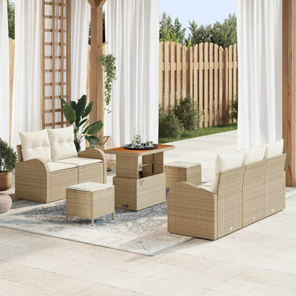 Gartensofa-set 8 stk. Beige Poly-Rattan