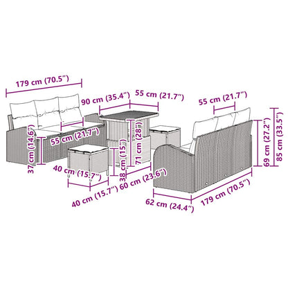 Gartensofa-set 9 stk. Schwarz Poly-Rattan