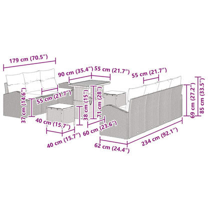 Gartensofa-set 10 stk. Schwarz Poly-Rattan