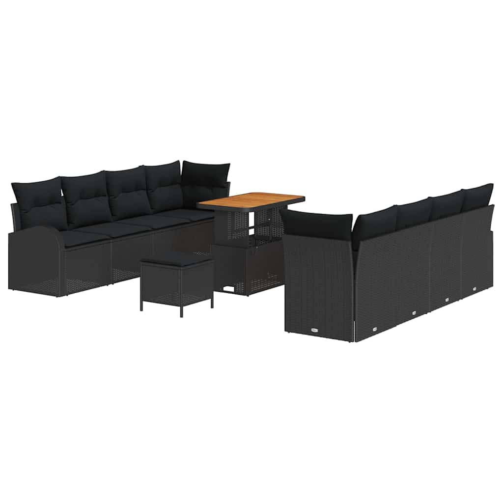 Gartensofa-set 11 stk. Schwarz Poly-Rattan