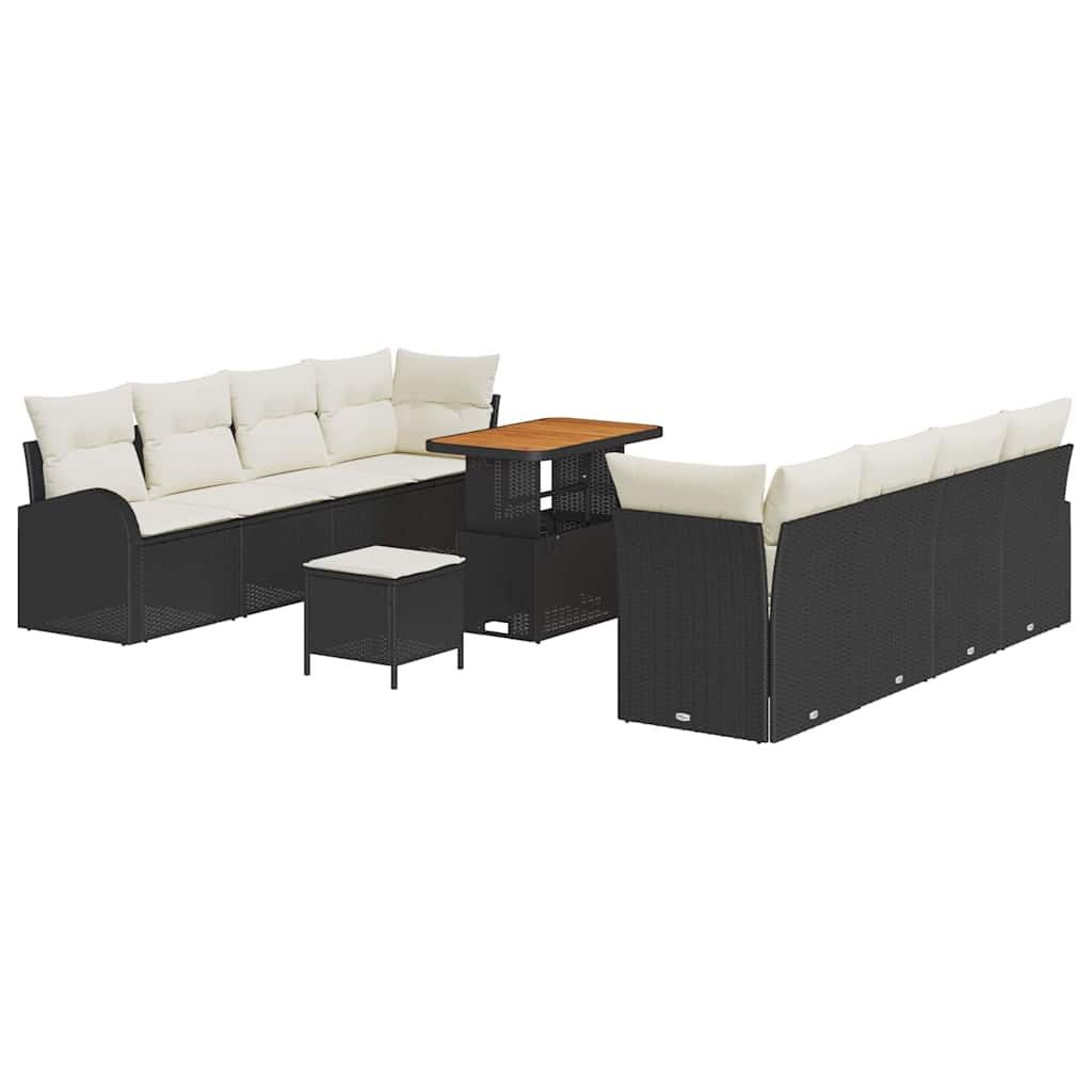 Gartensofa-set 11 stk. Schwarz Poly-Rattan