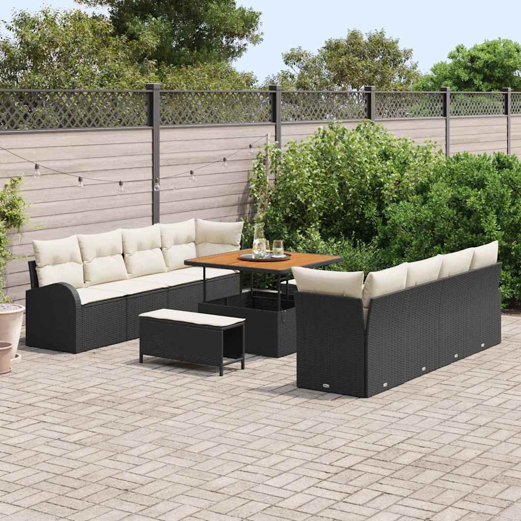 Gartensofa-set 11 stk. Schwarz Poly-Rattan