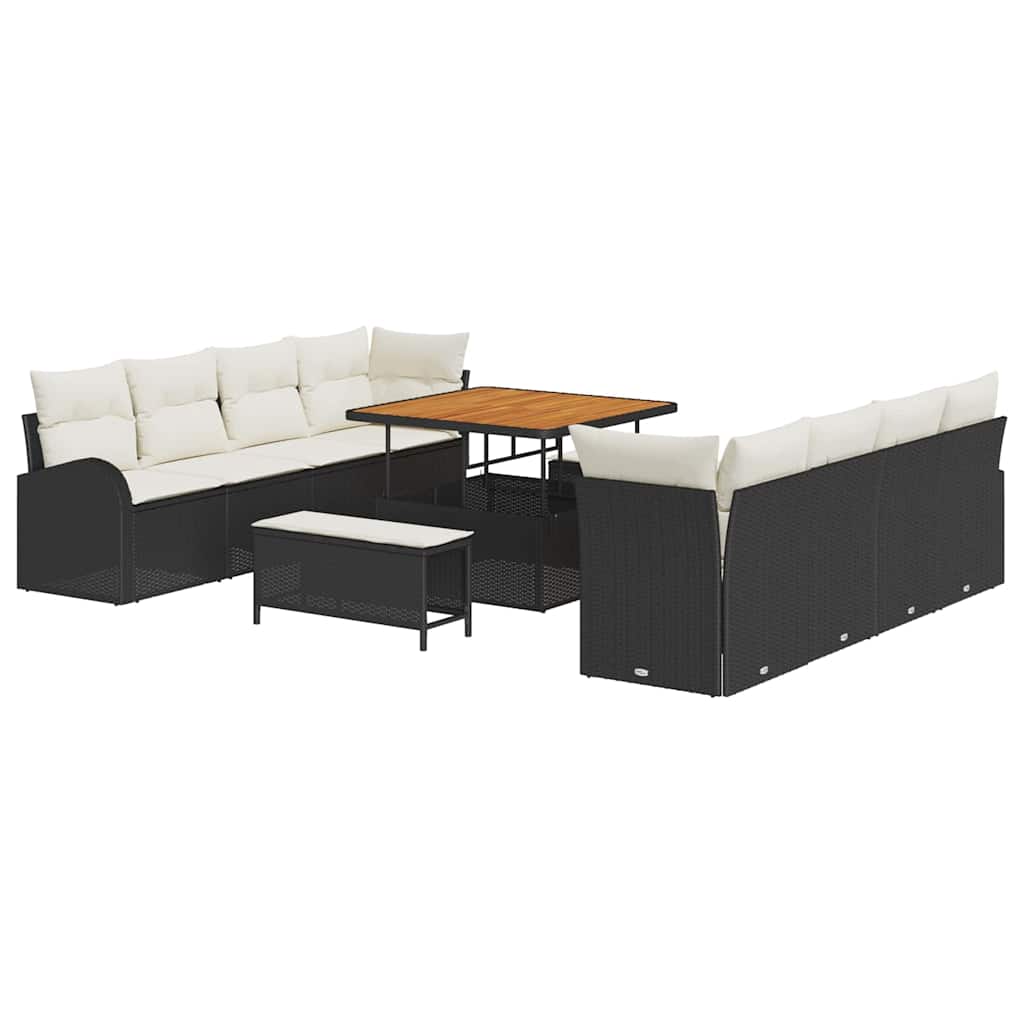 Gartensofa-set 11 stk. Schwarz Poly-Rattan