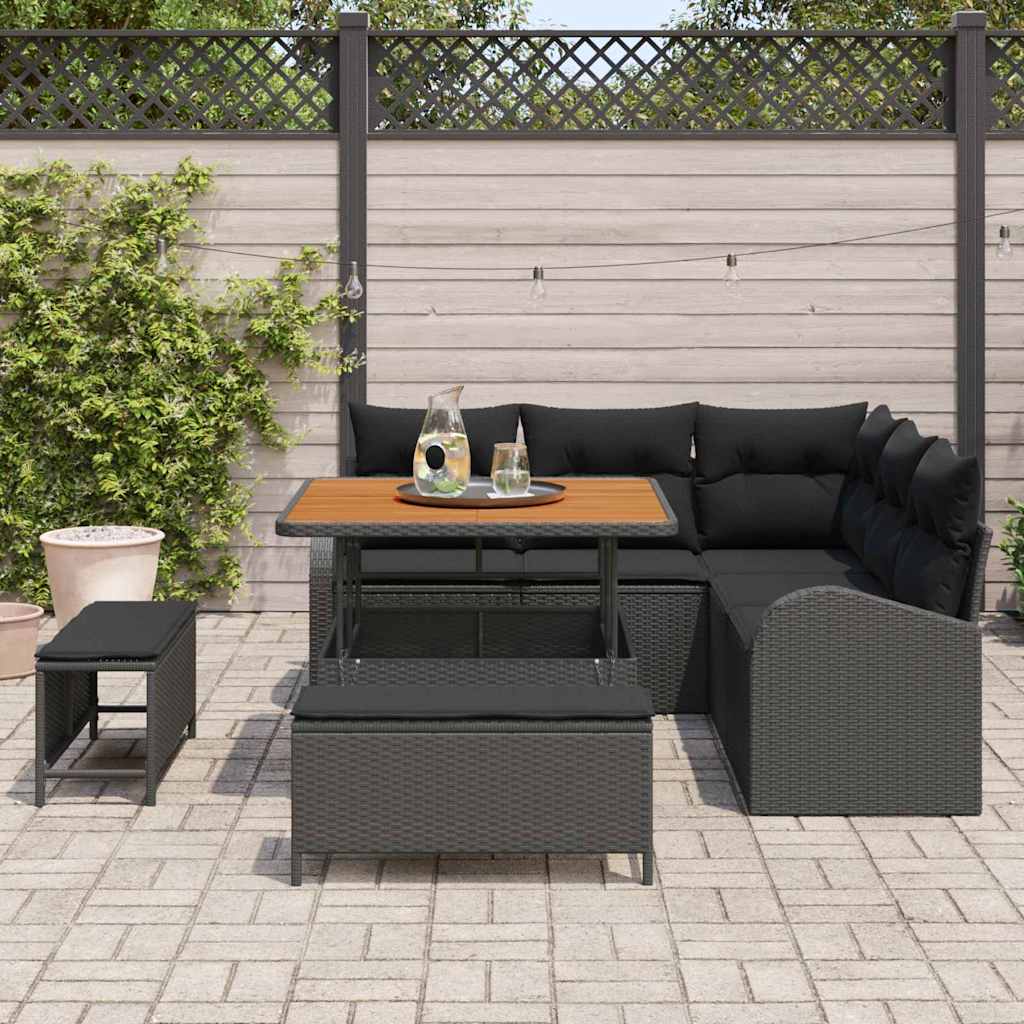 Gartensofa-set 8 stk. Schwarz Poly-Rattan