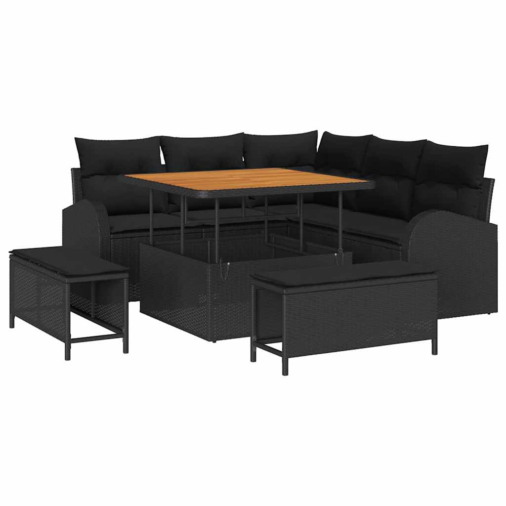 Gartensofa-set 8 stk. Schwarz Poly-Rattan