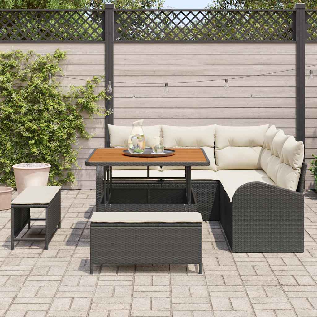 Gartensofa-set 8 stk. Schwarz Poly-Rattan