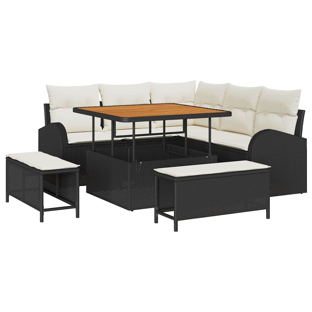 Gartensofa-set 8 stk. Schwarz Poly-Rattan