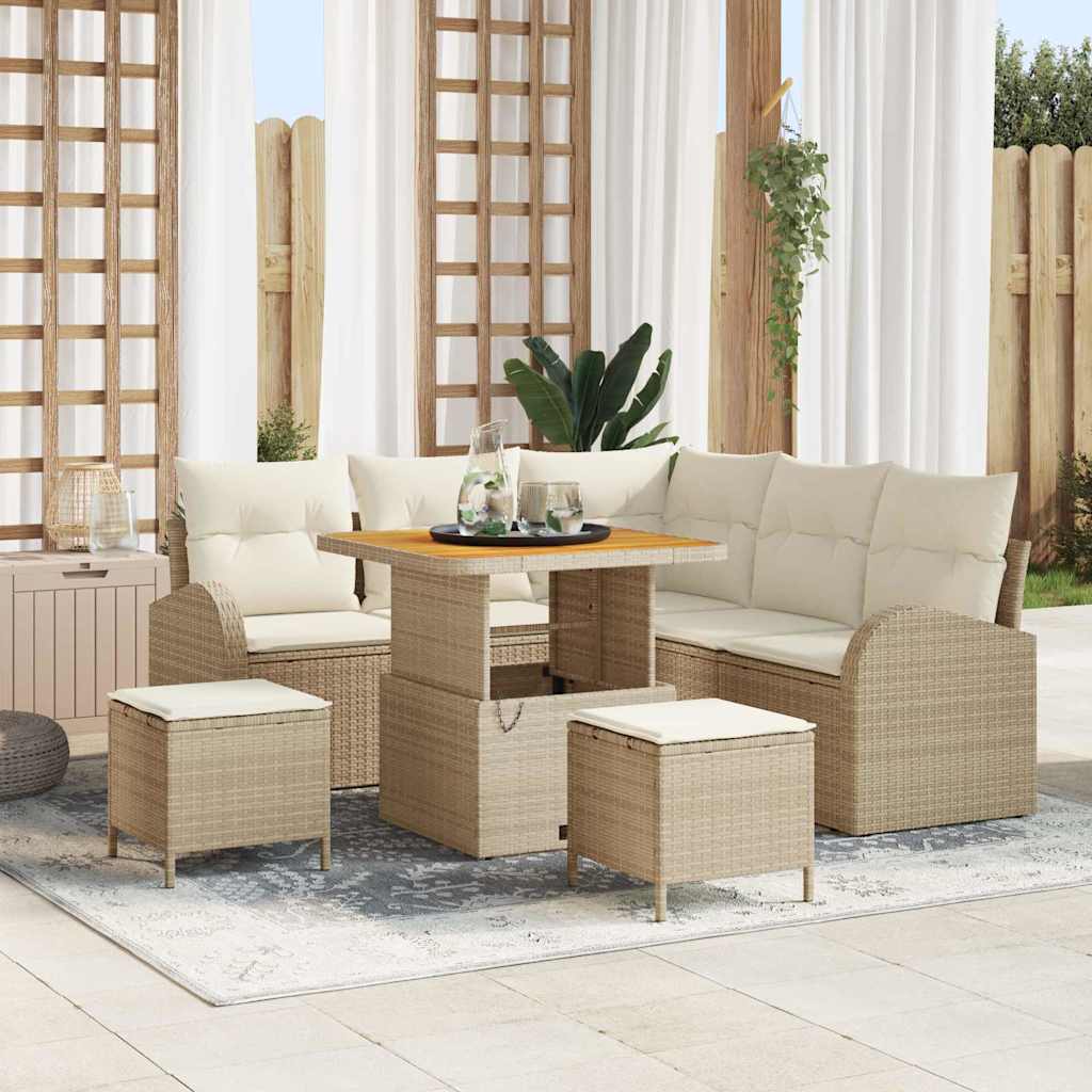 Gartensofa-set 8 stk. Beige Poly-Rattan