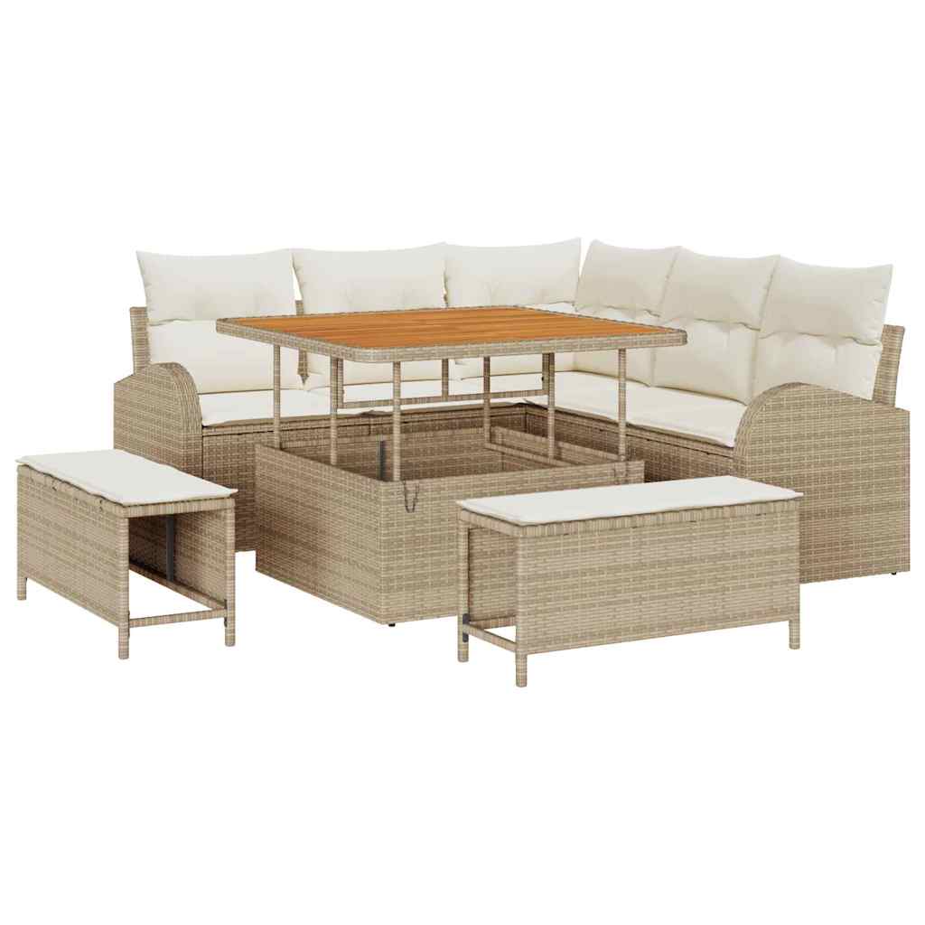 Gartensofa-set 8 stk. Beige Poly-Rattan