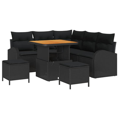 Gartensofa-set 8 stk. Schwarz Poly-Rattan