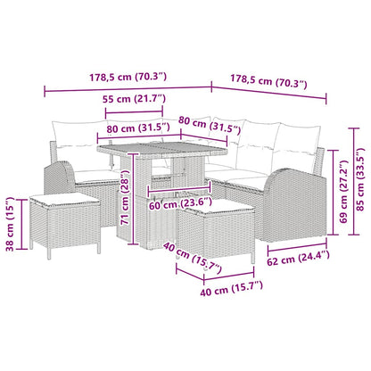 Gartensofa-set 8 stk. Schwarz Poly-Rattan