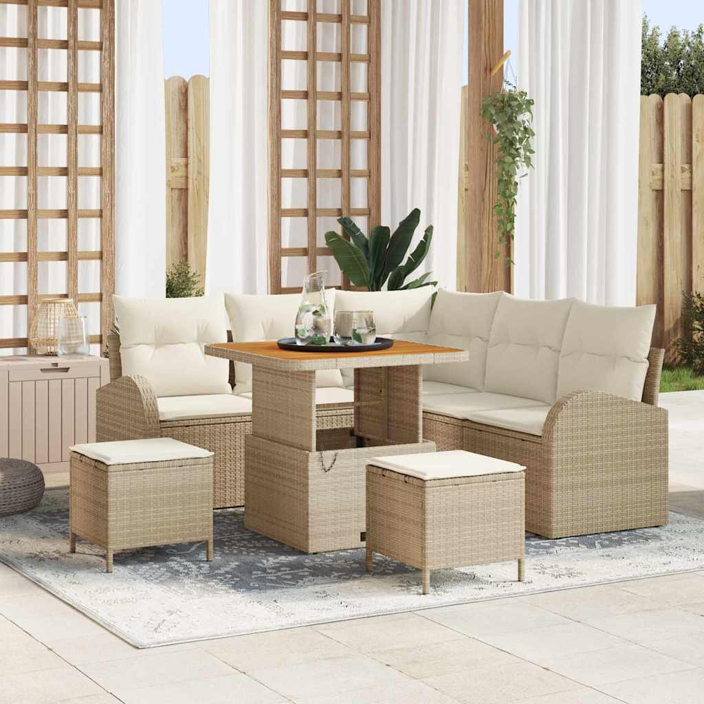 Gartensofa-set 8 stk. Beige Poly-Rattan
