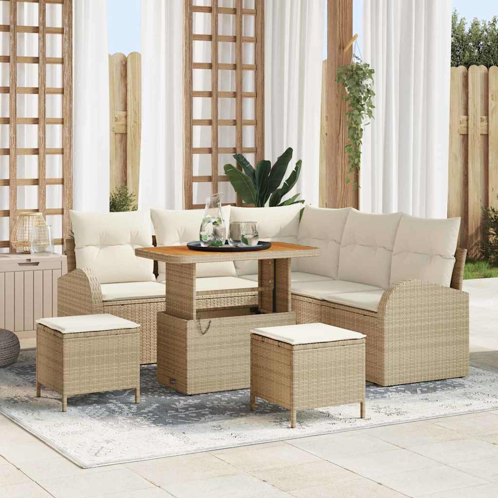 Gartensofa-set 8 stk. Beige Poly-Rattan