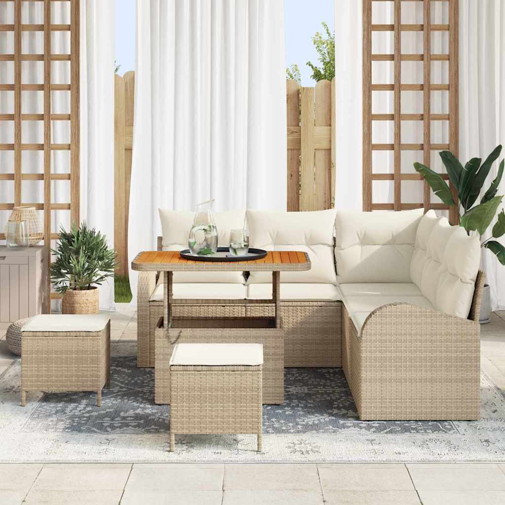 Gartensofa-set 8 stk. Beige Poly-Rattan