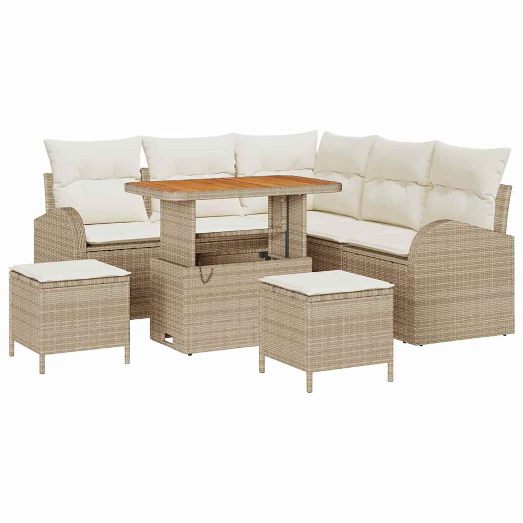 Gartensofa-set 8 stk. Beige Poly-Rattan