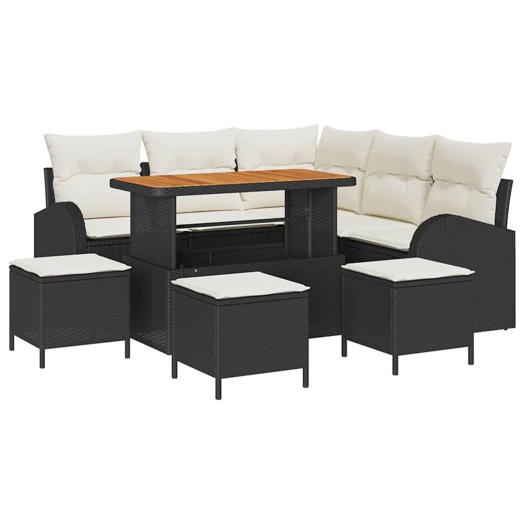 Gartensofa-set 9 stk. Schwarz Poly-Rattan