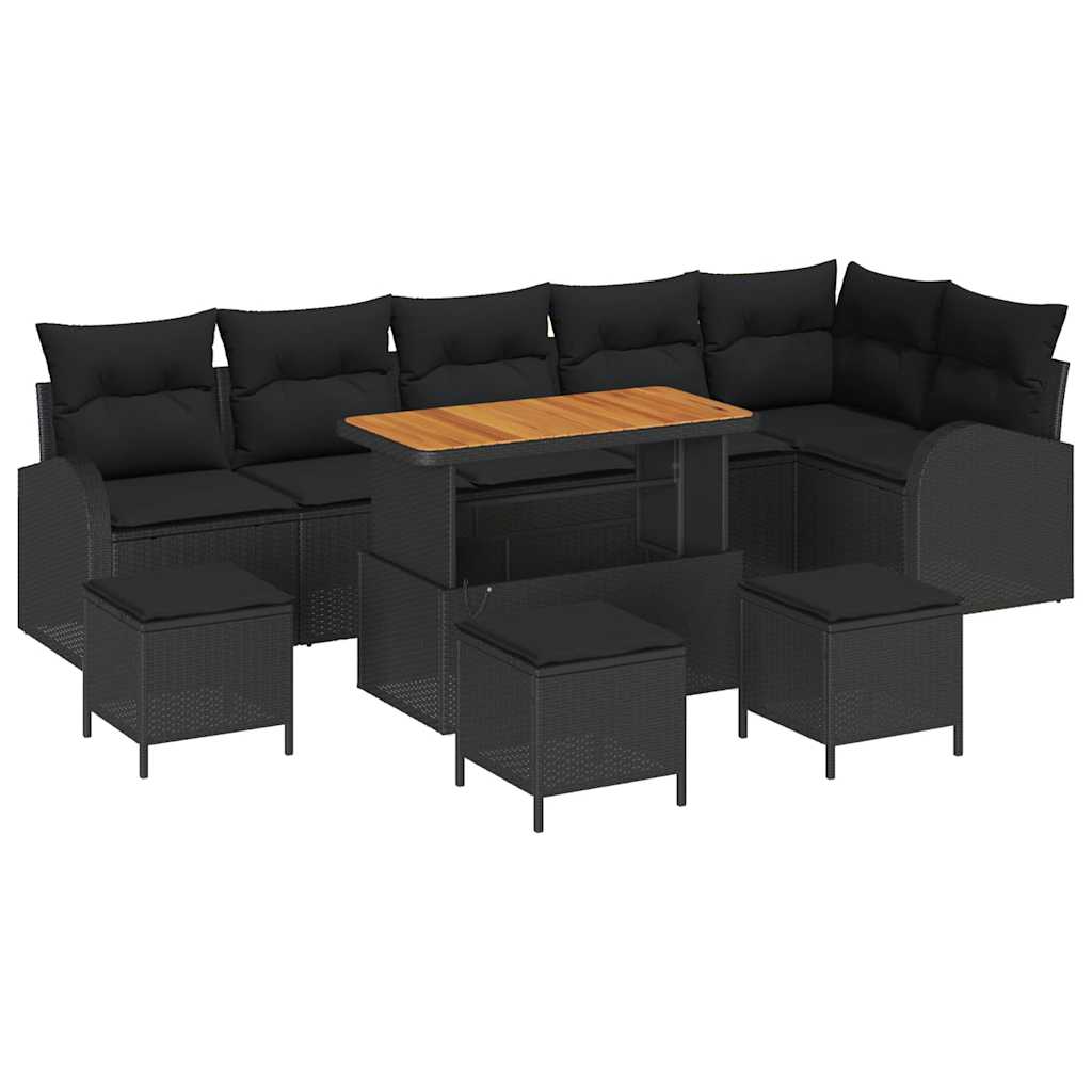 Gartensofa-set 10 Stk. Schwarz Poly-Rattan