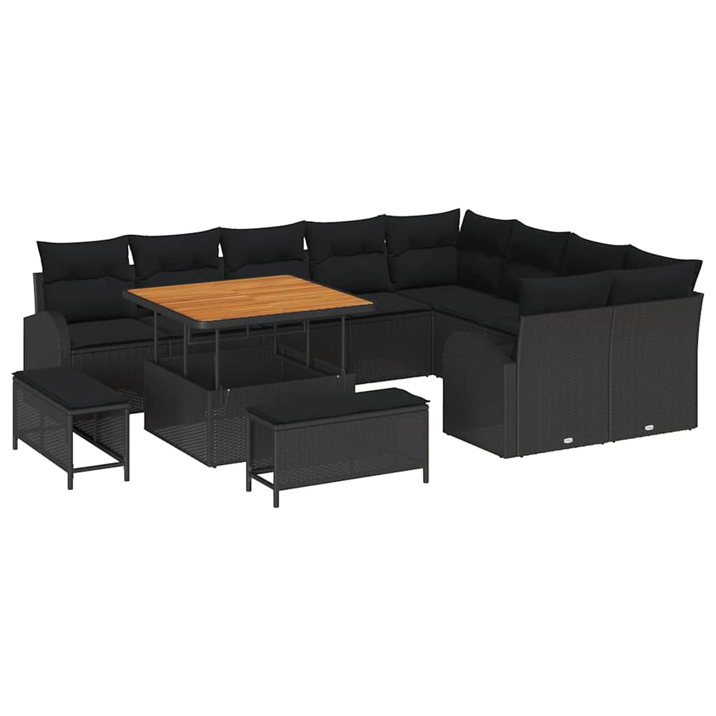Gartensofa-set 12 stk. Schwarz Poly-Rattan