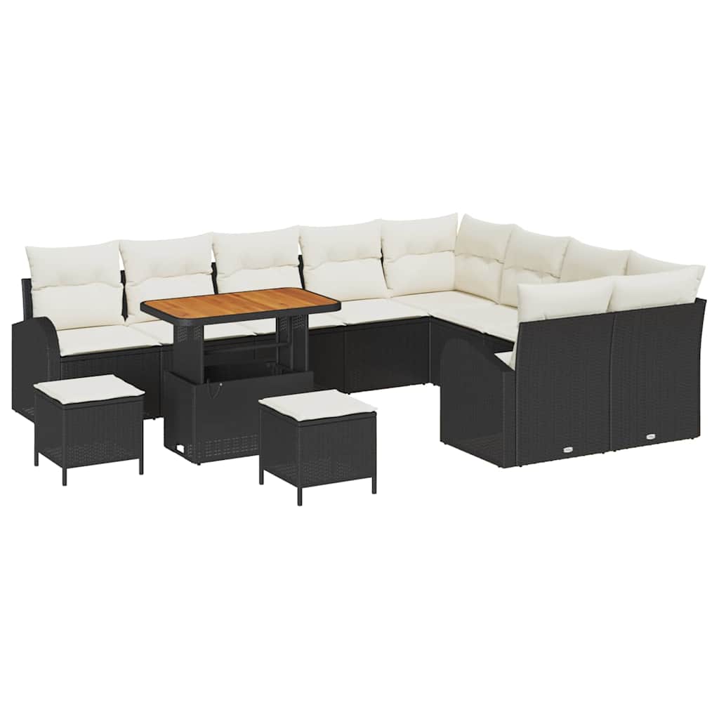 Gartensofa-set 12 stk. Schwarz Poly-Rattan