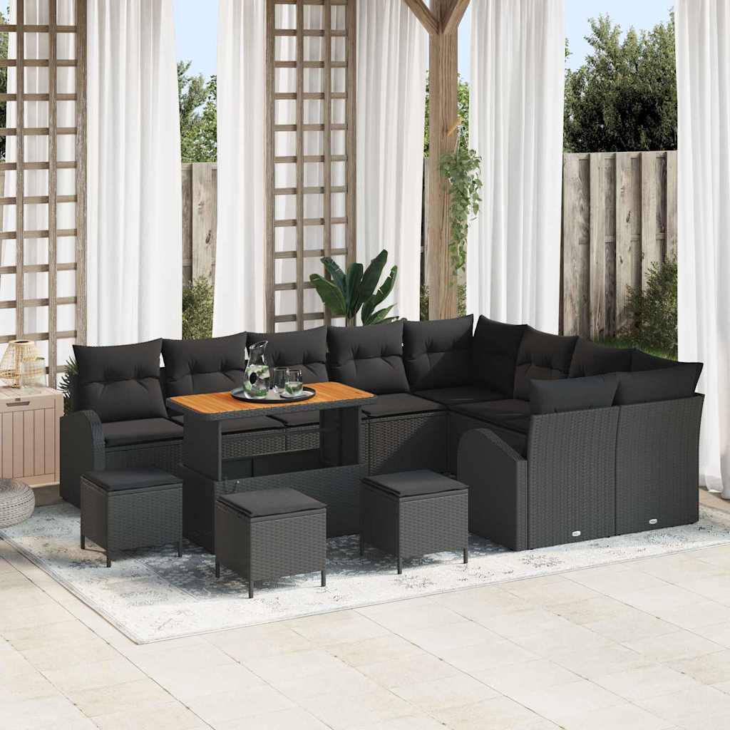 Gartensofa-set 13 stk. Schwarz Poly-Rattan