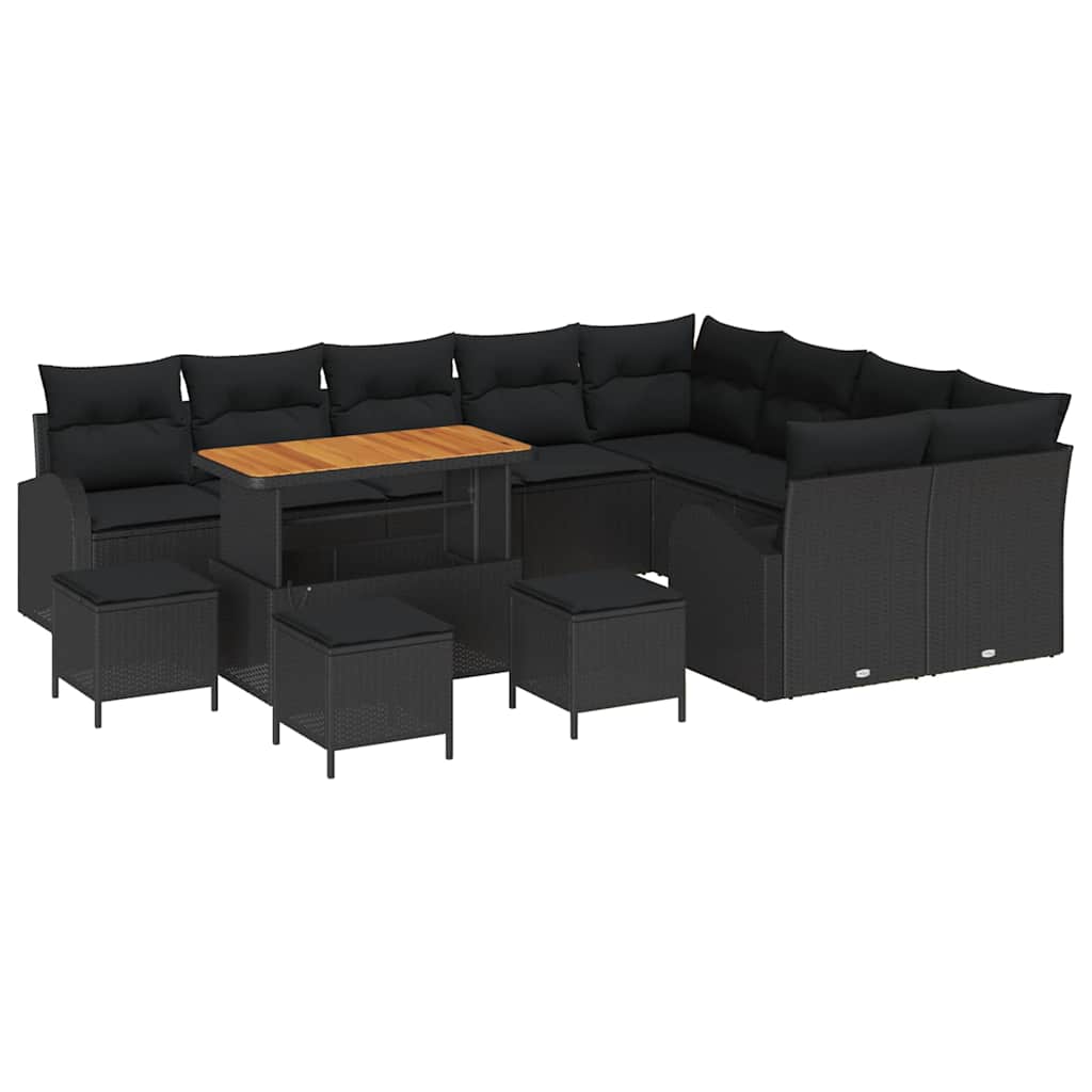 Gartensofa-set 13 stk. Schwarz Poly-Rattan