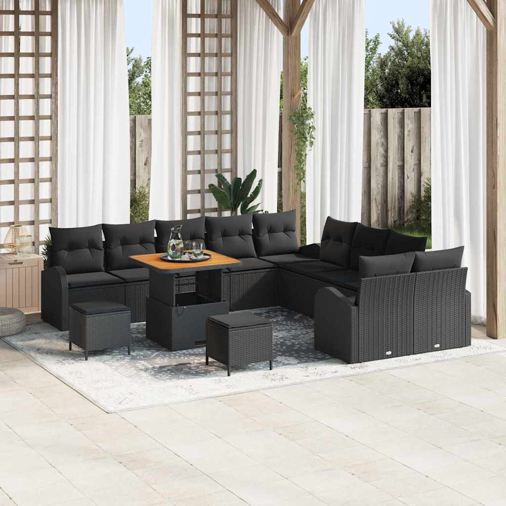 Gartensofa-set 13 stk. Schwarz Poly-Rattan
