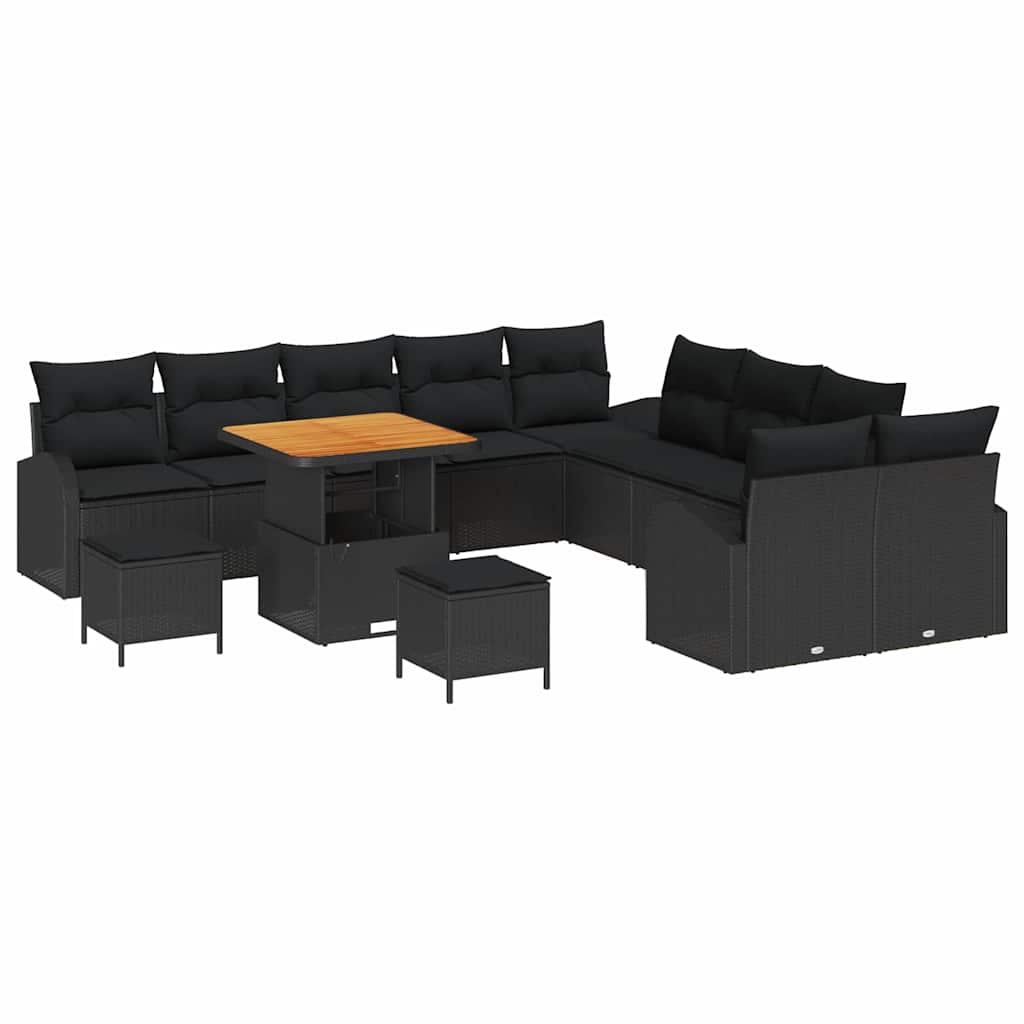 Gartensofa-set 13 stk. Schwarz Poly-Rattan