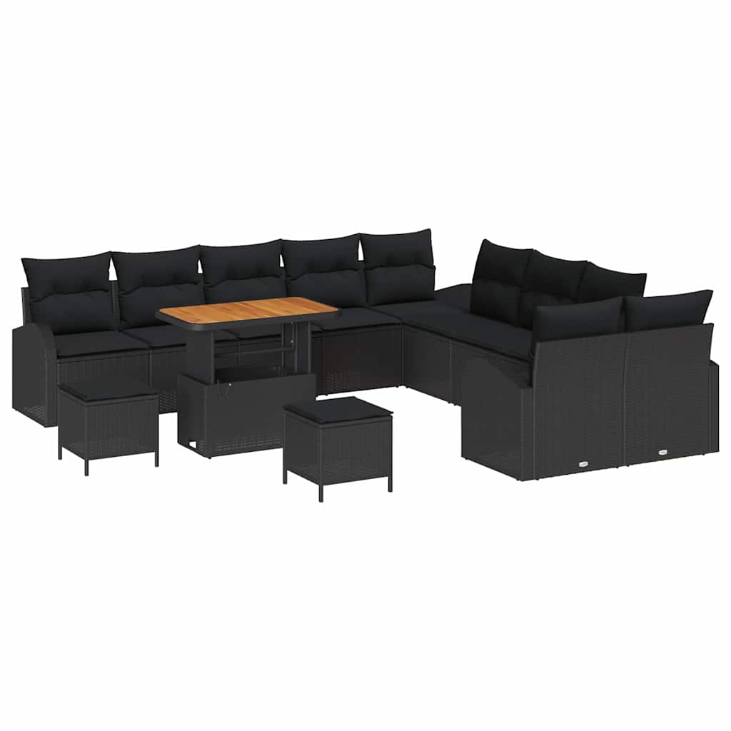 Gartensofa-set 13 stk. Schwarz Poly-Rattan