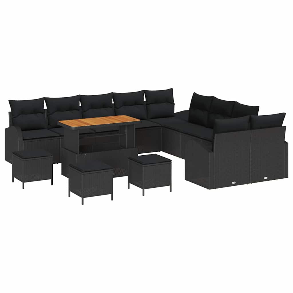 Gartensofa-set 14 Stk. Schwarz Poly-Rattan