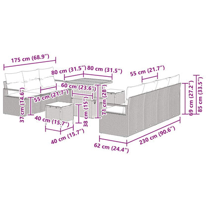 Gartensofa-set 10 stk. Schwarz Poly-Rattan