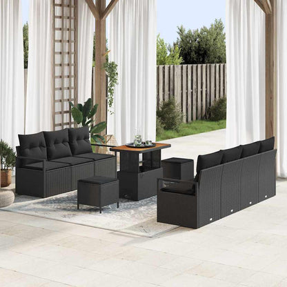 Gartensofa-set 10 stk. Schwarz Poly-Rattan