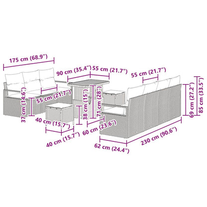 Gartensofa-set 10 stk. Schwarz Poly-Rattan