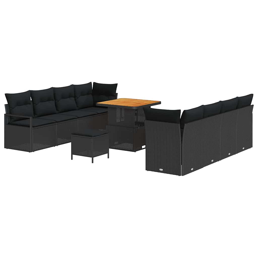 Gartensofa-set 11 stk. Schwarz Poly-Rattan