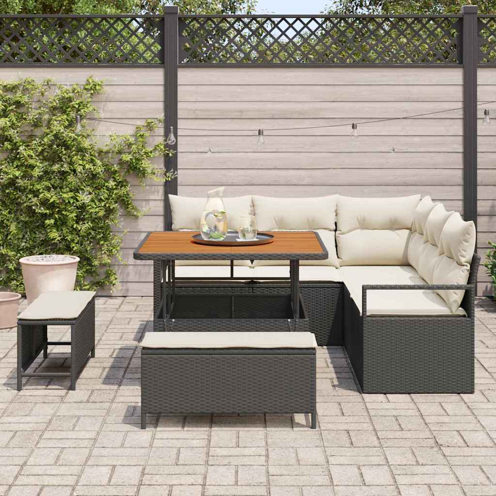 Gartensofa-set 8 stk. Schwarz Poly-Rattan