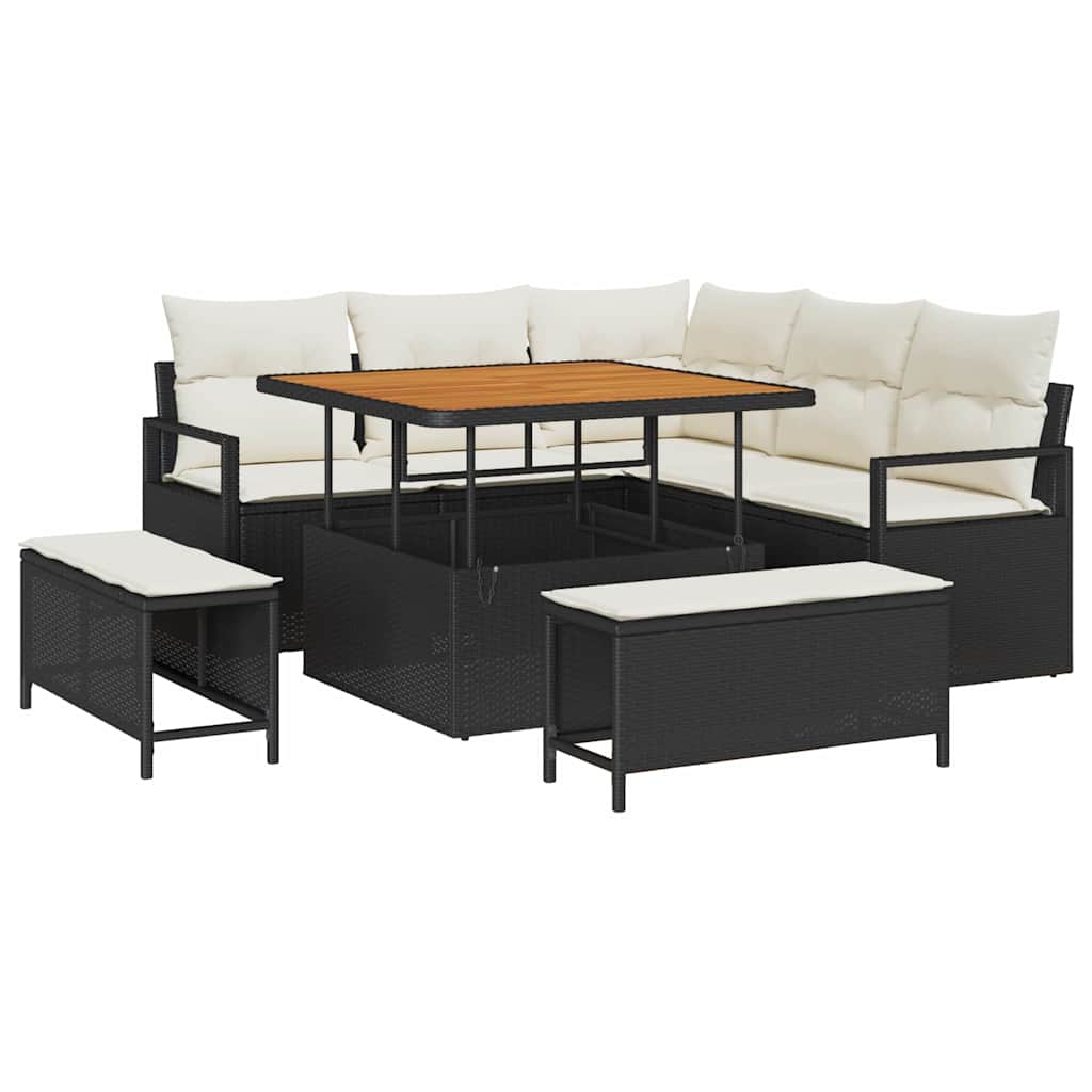 Gartensofa-set 8 stk. Schwarz Poly-Rattan